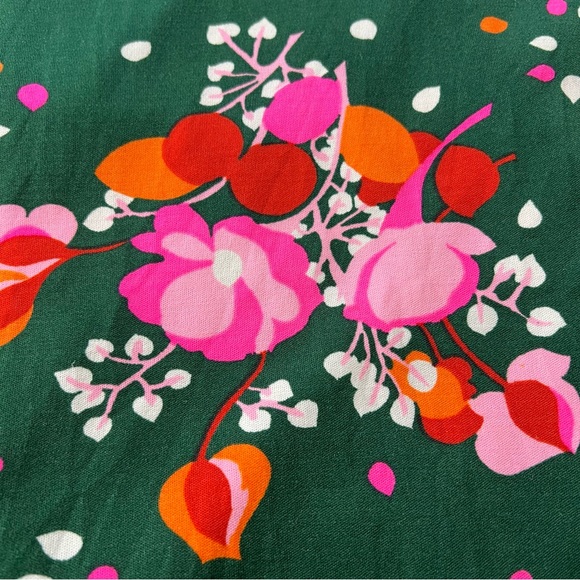 Vintage Leslie J Dress Size 9/10 Green Pink Floral Maxi Modest 70’s Mod Forest - Picture 10 of 10